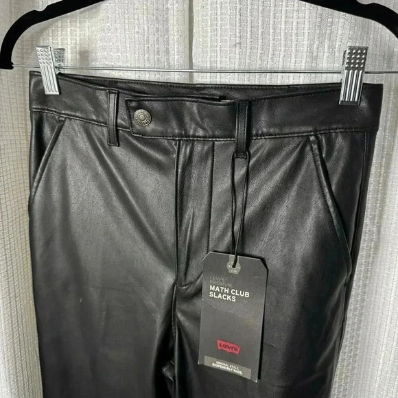 NEW Levi’s Math Club Slacks Women’s 25x27 Black Faux Leather Flare Pants NWT - Picture 3 of 13